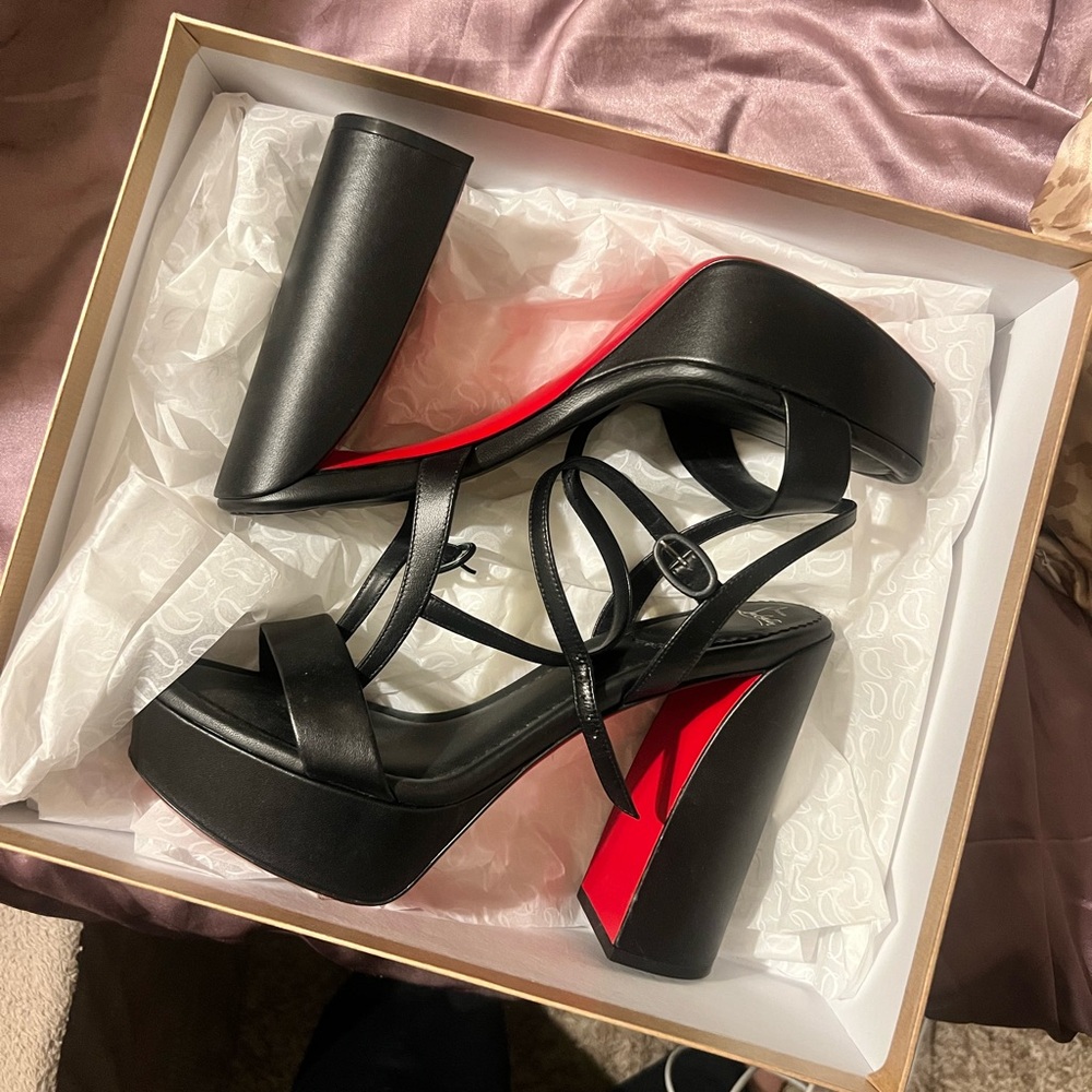 Louboutin red bottom platform heels